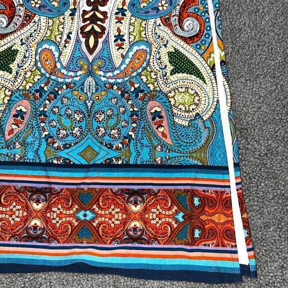 CHICO'S Paisley Geometric Jersey Knit Pull On Elastic Waist Maxi Skirt -EUC - M - Picture 8 of 9